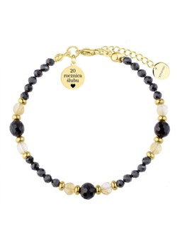Bransoletka z czarnym turmalinem i cytrynem z grawerem na rocznicę ślubu ze sklepu manoki.pl w kategorii Bransoletki - zdjęcie 187518161