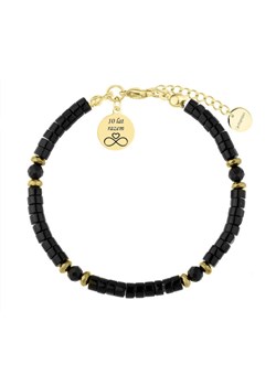 Pozłacana bransoletka z turmalinem i onyksami - z grawerem na rocznicę związku ze sklepu manoki.pl w kategorii Bransoletki - zdjęcie 187518162