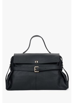 Estro: Czarna torba damska typu tote z włoskiej skóry naturalnej Premium ze sklepu Estro w kategorii Kuferki - zdjęcie 187518633