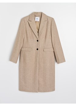 Sinsay - Klasyczny płaszcz jednorzędowy w jodełkę - kremowy ze sklepu Sinsay w kategorii Płaszcze damskie - zdjęcie 187519150