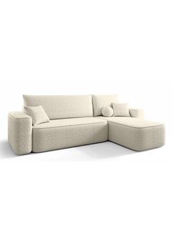 Beżowy narożnik boucle z funkcją spania B3-R75 ze sklepu Edinos.pl w kategorii Narożniki - zdjęcie 187520702