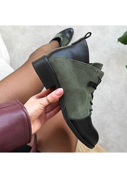 Zielone płaskie botki damskie M.Daszyński 2458-7 ze sklepu suzana.pl w kategorii Botki - zdjęcie 187521593