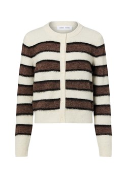 Samsøe Samsøe Damski kardigan z zawartością alpaki i merynosów - Sacian Kobiety écru w paski ze sklepu vangraaf w kategorii Swetry damskie - zdjęcie 187521721