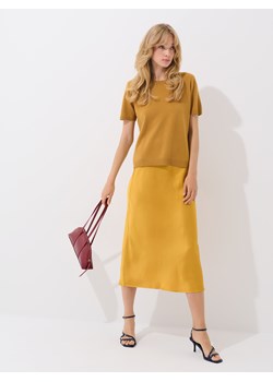 Mohito - Satynowa musztardowa spódnica midi - bursztynowy ze sklepu Mohito w kategorii Spódnice - zdjęcie 187522390