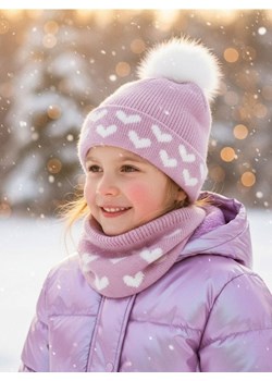 Sinsay - Zestaw: Zimowa czapka z kominem - różowy ze sklepu Sinsay w kategorii Czapki dziecięce - zdjęcie 187523371