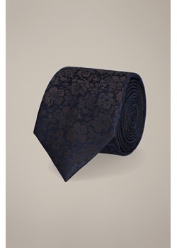 Krawat Granatowo-Brązowy Wzór w Kwiaty ze sklepu Lancerto S.A. w kategorii Krawaty - zdjęcie 187524054
