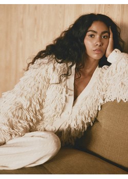 Reserved - Kardigan ze strukturalnym splotem - złamana biel ze sklepu Reserved w kategorii Swetry damskie - zdjęcie 187524241