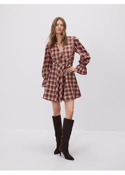 Reserved - Sukienka w kratkę z kołnierzem - burgundowy ze sklepu Reserved w kategorii Sukienki - zdjęcie 187524371