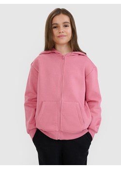 Dziewczęca bluza dresowa rozpinana z kapturem 4F 4FJRAW24TSWSF1830 - różowa ze sklepu Sportstylestory.com w kategorii Bluzy dziewczęce - zdjęcie 187524533