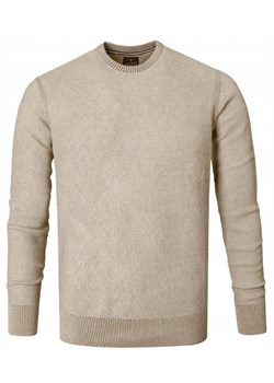 Męski Sweter Bawełniany, Delikatna Faktura Materiału - Pako Jeans - Beżowy SWPJNSignacioBZ ze sklepu JegoSzafa.pl w kategorii Swetry męskie - zdjęcie 187524581