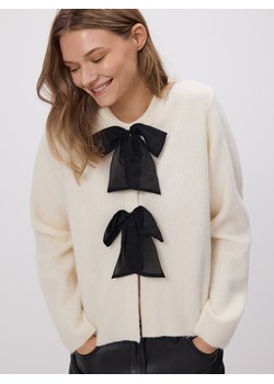Reserved - Kardigan z kokardkami - kremowy ze sklepu Reserved w kategorii Swetry damskie - zdjęcie 187527480