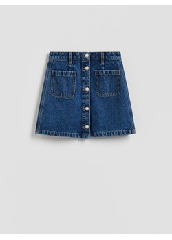 Reserved - Jeansowa spódnica z ozdobnymi guzikami - niebieski ze sklepu Reserved w kategorii Spódnice - zdjęcie 187527621