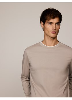 Reserved - Longsleeve regular z przeszyciami - brązowy ze sklepu Reserved w kategorii T-shirty męskie - zdjęcie 187527694