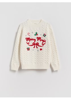 Reserved - Świąteczny sweter - złamana biel ze sklepu Reserved w kategorii Swetry dziewczęce - zdjęcie 187527840