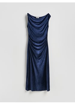 Reserved - Welurowa sukienka maxi - granatowy ze sklepu Reserved w kategorii Sukienki - zdjęcie 187527913