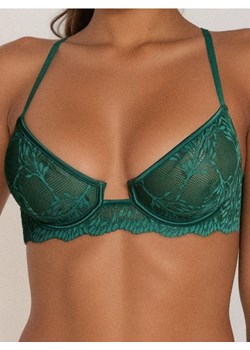 Sinsay - Koronkowy biustonosz bez wypełnienia z ozdobnym tyłem - zielony ze sklepu Sinsay w kategorii Biustonosze - zdjęcie 187528453