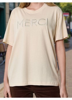 Sinsay - Koszulka z haftowanym napisem - kremowy ze sklepu Sinsay w kategorii Bluzki damskie - zdjęcie 187528531