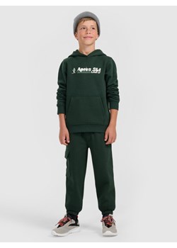 Chłopięce spodnie dresowe joggery 4F 4FJRAW25TTROM1841 - zielone ze sklepu Sportstylestory.com w kategorii Spodnie chłopięce - zdjęcie 187528634