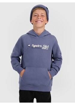 Chłopięca bluza dresowa nierozpinana z kapturem 4F 4FJRAW25TSWSM2416 - niebieska ze sklepu Sportstylestory.com w kategorii Bluzy chłopięce - zdjęcie 187528753