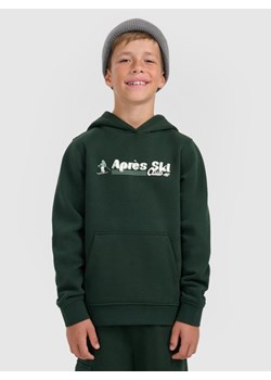 Chłopięca bluza dresowa nierozpinana z kapturem 4F 4FJRAW25TSWSM2416 - zielona ze sklepu Sportstylestory.com w kategorii Bluzy chłopięce - zdjęcie 187528762