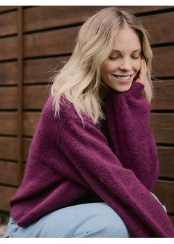 Reserved - Kardigan z wełną - ciemnofioletowy ze sklepu Reserved w kategorii Swetry damskie - zdjęcie 187529453