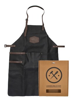 HIDE &amp; STITCHES Skórzany fartuch w kolorze czarnym do grilowania - 63 x 85 x 0,50 cm ze sklepu Limango Polska w kategorii Akcesoria kuchenne - zdjęcie 187530363