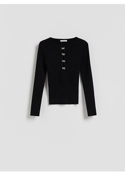 Reserved - Bluzka z ozdobną aplikacją - czarny ze sklepu Reserved w kategorii Swetry damskie - zdjęcie 187531024