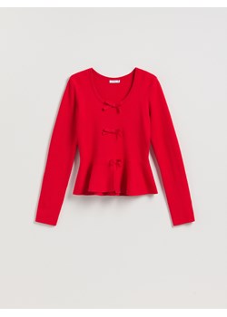 Reserved - Sweter z kokardkami - czerwony ze sklepu Reserved w kategorii Swetry damskie - zdjęcie 187531063