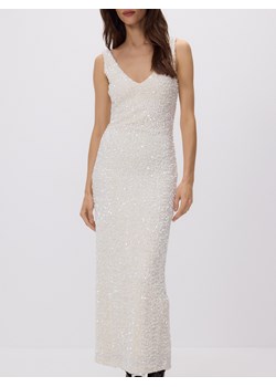 Reserved - Sukienka z cekinami - kremowy ze sklepu Reserved w kategorii Sukienki - zdjęcie 187531110