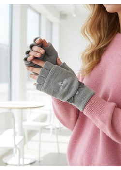 Sinsay - Rękawiczki mitenki z haftem - szary ze sklepu Sinsay w kategorii Rękawiczki damskie - zdjęcie 187533134