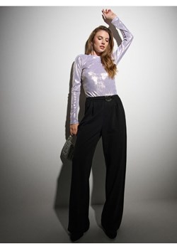 Sinsay - Spodnie wide leg z zakładkami i ozdobną klamrą - czarny ze sklepu Sinsay w kategorii Spodnie damskie - zdjęcie 187533151