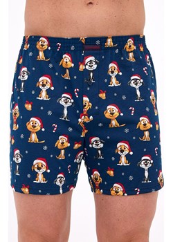 Luźne bokserki świąteczne męskie Dogs 2 016/20, Kolor granatowy-wzór, Rozmiar L, Cornette ze sklepu Primodo w kategorii Majtki męskie - zdjęcie 187533403