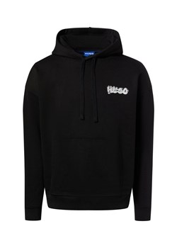 HUGO BLUE Męska bluza z kapturem - Nyrohood Mężczyźni Bawełna czarny nadruk ze sklepu vangraaf w kategorii Bluzy męskie - zdjęcie 187535432