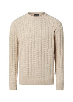 Fynch-Hatton Męski sweter z dzianiny z zawartością wełny Mężczyźni Bawełna piaskowy jednolity ze sklepu vangraaf w kategorii Swetry męskie - zdjęcie 187535444