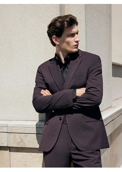Reserved - Marynarka slim fit z domieszką wiskozy - mahoniowy ze sklepu Reserved w kategorii Marynarki męskie - zdjęcie 187535714