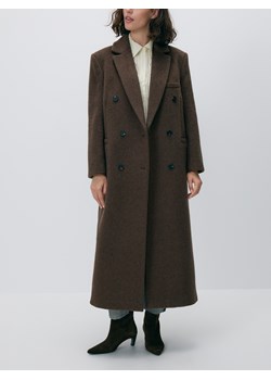 Reserved - Płaszcz oversize z wełną - brązowy ze sklepu Reserved w kategorii Płaszcze damskie - zdjęcie 187535724