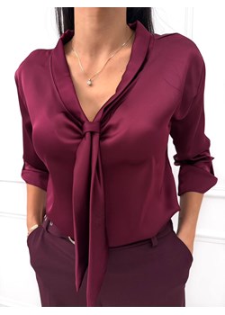 Bordowa Bluzka z Wiązaniem przy Dekolcie ze sklepu ModnaKiecka.pl w kategorii Bluzki damskie - zdjęcie 187536092