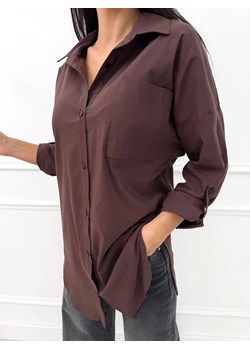 Czekoladowa Koszula Oversize ze sklepu ModnaKiecka.pl w kategorii Koszule damskie - zdjęcie 187536102