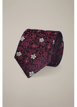 Krawat Bordowo-Granatowy Wzór w Kwiaty ze sklepu Lancerto S.A. w kategorii Krawaty - zdjęcie 187536270