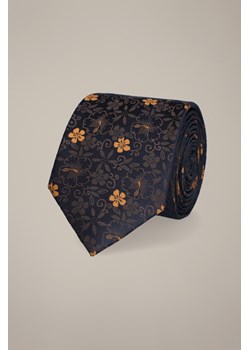 Krawat Granatowo-Brązowy Wzór w Kwiaty ze sklepu Lancerto S.A. w kategorii Krawaty - zdjęcie 187536271