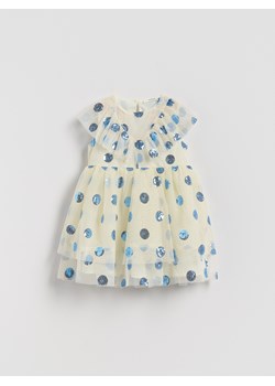 Reserved - Tiulowa sukienka z cekinami - kremowy ze sklepu Reserved w kategorii Sukienki dziewczęce - zdjęcie 187536433