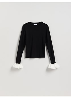 Reserved - Sweter z ozdobną wstawką - czarny ze sklepu Reserved w kategorii Swetry damskie - zdjęcie 187537703
