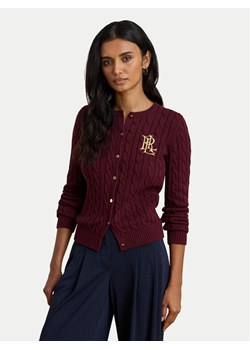 LAUREN RALPH LAUREN Kardigan 200932225014 Bordowy Regular Fit ze sklepu MODIVO w kategorii Swetry damskie - zdjęcie 187537792