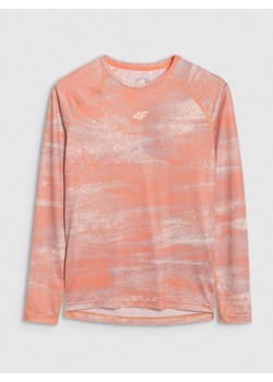Damski longsleeve kolarski 4F 4FWSS25TFLOF344 - pomarańczowy ze sklepu Sportstylestory.com w kategorii Bluzki damskie - zdjęcie 187538221