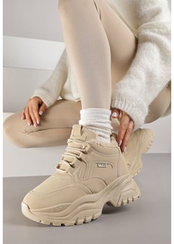 Ciemnobeżowe Sneakersy Vices w Stylu Traperków Chunky na Grubej Podeszwie Leandre ze sklepu born2be.pl w kategorii Buty sportowe damskie - zdjęcie 187538622
