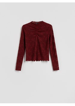 Reserved - Bluzka z haftowanym wzorem - burgundowy ze sklepu Reserved w kategorii Bluzki damskie - zdjęcie 187538700