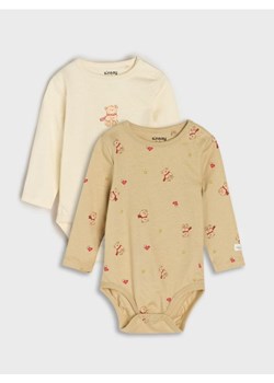 Sinsay - Bawełniane body 2 pack - kremowy ze sklepu Sinsay w kategorii Body niemowlęce - zdjęcie 187538794