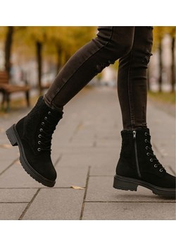 Zimowe botki trapery czarne /F3-2 18502 T440/ ze sklepu Pantofelek24.pl w kategorii Workery damskie - zdjęcie 187539082