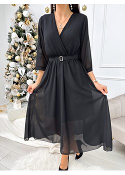 Czarna Sukienka z Paskiem ze sklepu ModnaKiecka.pl w kategorii Sukienki - zdjęcie 187539214