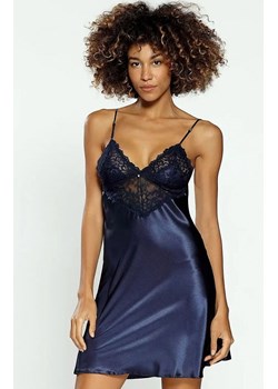 Granatowa satynowa koszulka nocna na ramiączkach Alice, Kolor granatowy, Rozmiar S, DKaren ze sklepu Intymna w kategorii Koszule nocne - zdjęcie 187539452